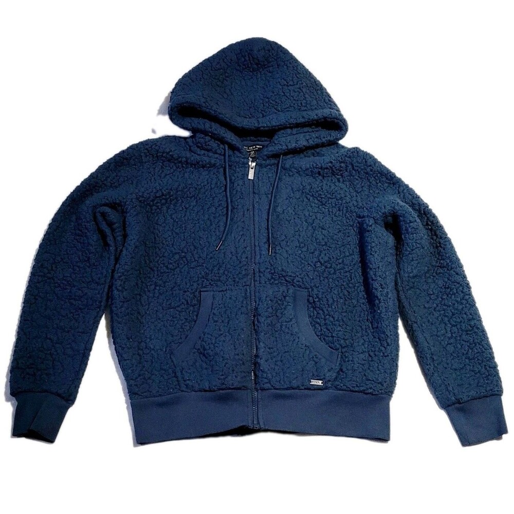 Mark New York Women's Size M Top Hoodie Faux Fur Sweater Blue